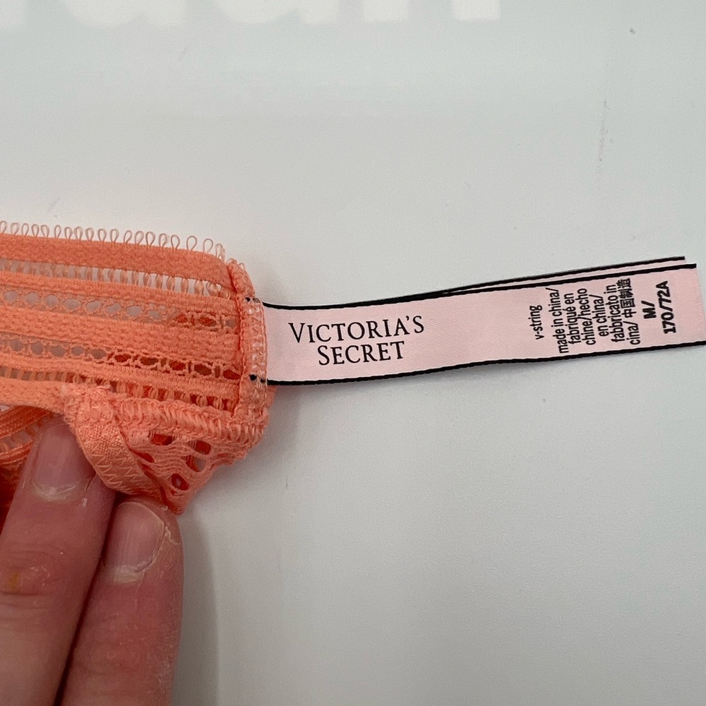 🍑 Victoria’s Secret Neon Coral Lace Lingerie Set (36DD + M) 🍑 - Picture 8 of 11